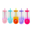 16oz Plastic Ombre Tumbler with Coloured lids/Straw